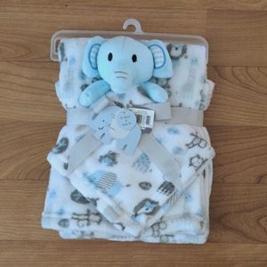 Elephant safari baby blanket and lovey buddy set